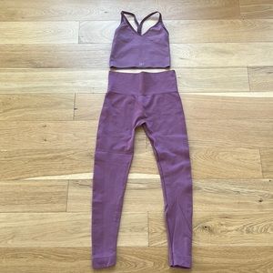 SET Active Small Scultpflex Leggings + Ribbed V Bra Canyon